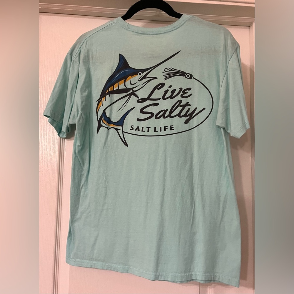 SALT LIFE Live Salty 100% Cotton Light Mint Green Short Sleeve CrewNeck Tee